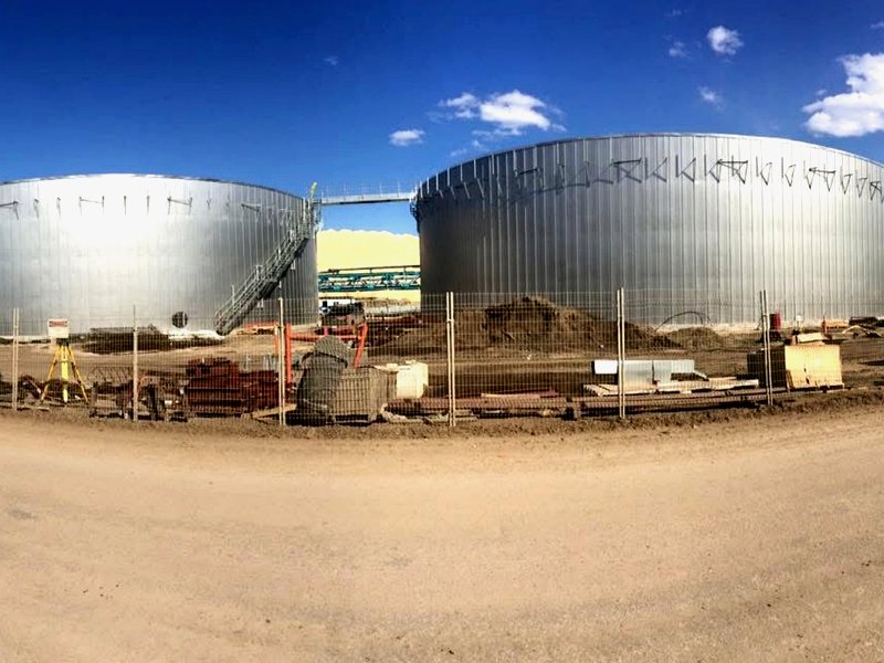 Panoramic view of insulated tank farm in Alberta